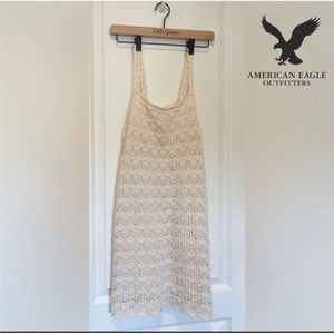 American Eagle Crochet Sweater Dress Small Cream